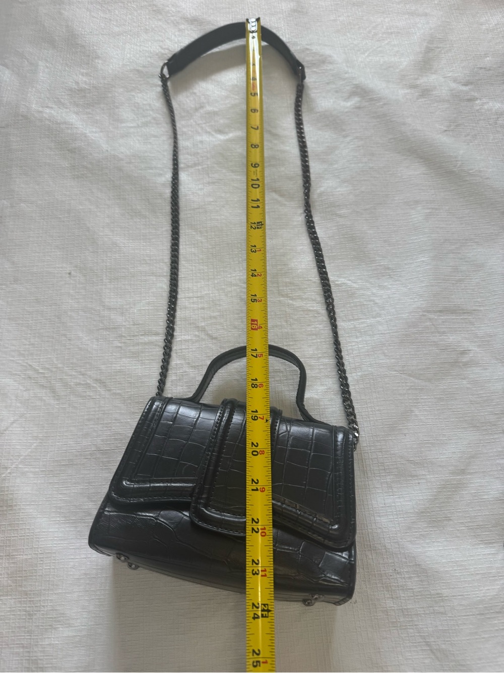Zara Mini City Black Croc-Embossed Top Handle Shoulder Bag - Picture 10 of 12